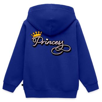 Princesse - Le design princesse - Sweat Premium à capuche zippé enfant bio - bleu roi - Dos - AI Model Kid Male (0cm)