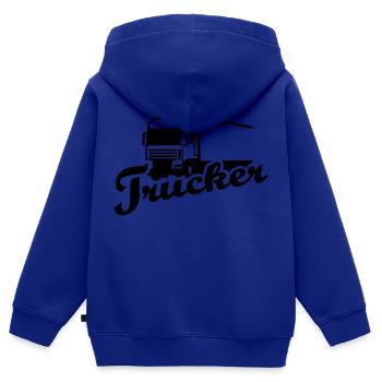 Trucker - Kinder Premium Organic Zip Hoodie - Royalblau - Hinten - AI Model Kid Male (0cm)