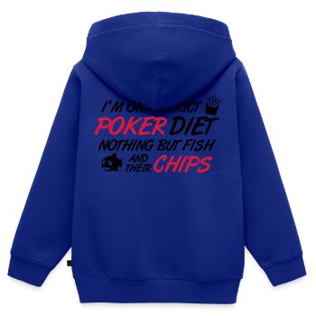 Poker diet: Fish and their chips - Kinder Premium Organic Zip Hoodie - Royalblau - Hinten - AI Model Kid Male (0cm)