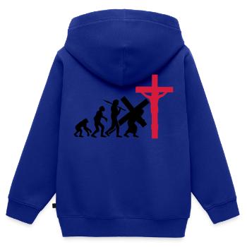 evolution mensch jesus christus glauben kreuz kreu - Kinder Premium Organic Zip Hoodie - Royalblau - Hinten - AI Model Kid Male (0cm)