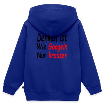Denken ist wie Googeln Nur krasser - Kinder Premium Organic Zip Hoodie - Royalblau - Hinten - AI Model Kid Male (0cm)
