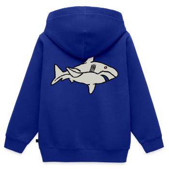 Poisson Requin Prédateur Eau Graffiti Océan - Sweat Premium à capuche zippé enfant bio - bleu roi - Dos - AI Model Kid Male (0cm)
