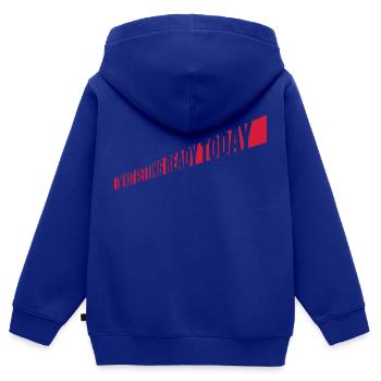 ne pas se préparer aujourd’hui - Sweat Premium à capuche zippé enfant bio - bleu roi - Dos - AI Model Kid Male (0cm)