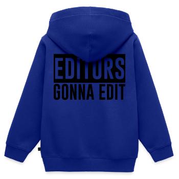 Editeurs qui vont à Edit 2 - Sweat Premium à capuche zippé enfant bio - bleu roi - Dos - AI Model Kid Male (0cm)