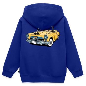 Cabriolet convertible jaune - Sweat Premium à capuche zippé enfant bio - bleu roi - Dos - AI Model Kid Male (0cm)