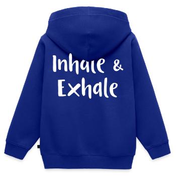 Funny sayings inhale exhale - Kids Premium Organic Zip-up Hoodie - royal blue - Back - AI Model Kid Male (0cm)