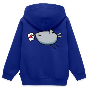 Vogel mit Liebesbrief - Kinder Premium Organic Zip Hoodie - Royalblau - Hinten - AI Model Kid Male (0cm)