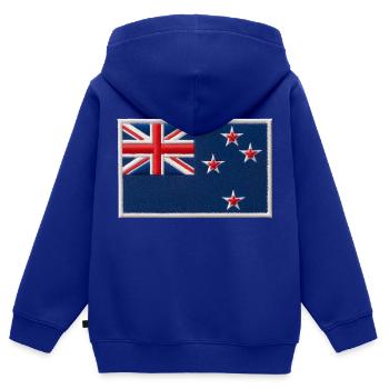 Nouvelle-Zélande Aotearoa Kiwi 24 - Sweat Premium à capuche zippé enfant bio - bleu roi - Dos - AI Model Kid Male (0cm)