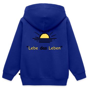 Lebensfreude Sonnenaufgang - ApriNoeScor - Kinder Premium Organic Zip Hoodie - Royalblau - Hinten - AI Model Kid Male (0cm)