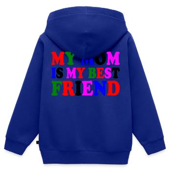 my mom is my best friend - Sweat Premium à capuche zippé enfant bio - bleu roi - Dos - AI Model Kid Male (0cm)
