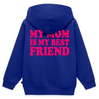 my mom is my best friend - Sweat Premium à capuche zippé enfant bio - bleu roi - Dos - AI Model Kid Male (0cm)