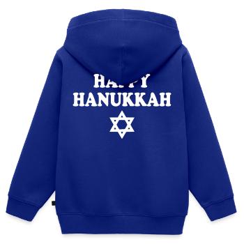 HAPPY HANUKKAH - Sweat Premium à capuche zippé enfant bio - bleu roi - Dos - AI Model Kid Male (0cm)
