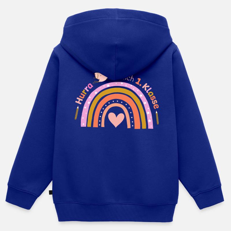 Première année - Sweat Premium à capuche zippé enfant bio - bleu roi