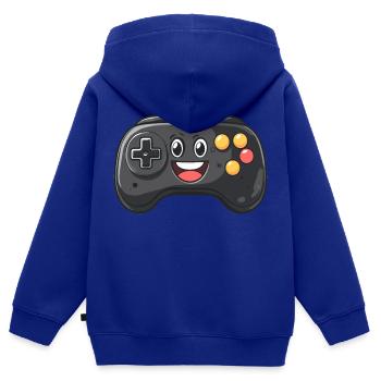 Manette amusante pour les joueurs - Sweat Premium à capuche zippé enfant bio - bleu roi - Dos - AI Model Kid Male (0cm)