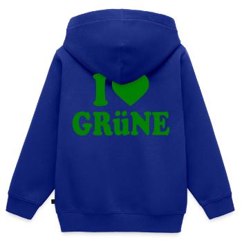 I love grüne - Kinder Premium Organic Zip Hoodie - Royalblau - Hinten - AI Model Kid Male (0cm)