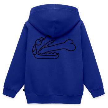 Hund Gierig Hungrig Großer Knochen Verschluckt - Kinder Premium Organic Zip Hoodie - Royalblau - Hinten - AI Model Kid Male (0cm)