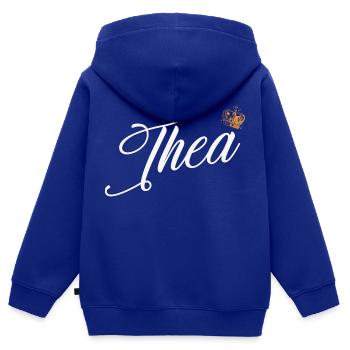 Thea Name für Frauen Kinder Kleinkinder - Thea Custom - Kinder Premium Organic Zip Hoodie - Royalblau - Hinten - AI Model Kid Male (0cm)