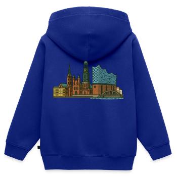 Horizon de Hambourg - Sweat Premium à capuche zippé enfant bio - bleu roi - Dos - AI Model Kid Male (0cm)