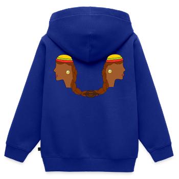 Haarig verbunden - Kinder Premium Organic Zip Hoodie - Royalblau - Hinten - AI Model Kid Male (0cm)