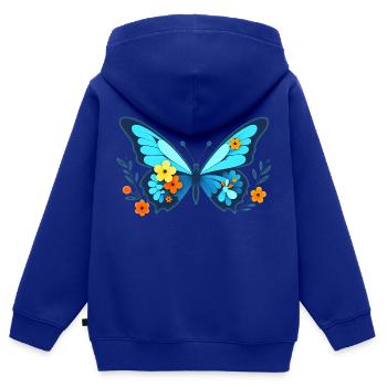 Falter mit Blumen - Kinder Premium Organic Zip Hoodie - Royalblau - Hinten - AI Model Kid Male (0cm)