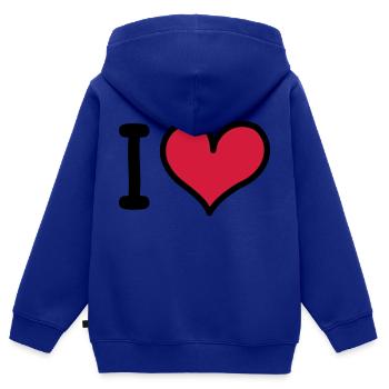 I Heart 3-colors - Sweat Premium à capuche zippé enfant bio - bleu roi - Dos - AI Model Kid Male (0cm)