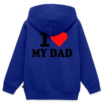 Dad - Père - Sweat Premium à capuche zippé enfant bio - bleu roi - Dos - AI Model Kid Male (0cm)