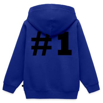nummer 1 - Kinder Premium Organic Zip Hoodie - Royalblau - Hinten - AI Model Kid Male (0cm)
