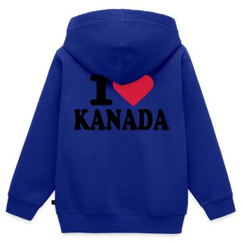 Kanada - Kinder Premium Organic Zip Hoodie - Royalblau - Hinten - AI Model Kid Male (0cm)