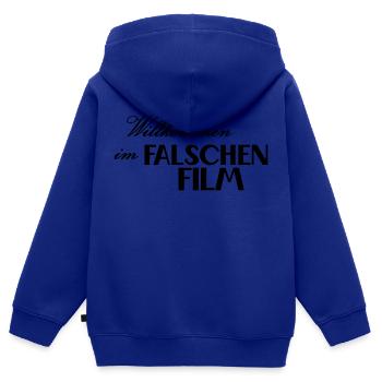 falscher Film - Kinder Premium Organic Zip Hoodie - Royalblau - Hinten - AI Model Kid Male (0cm)