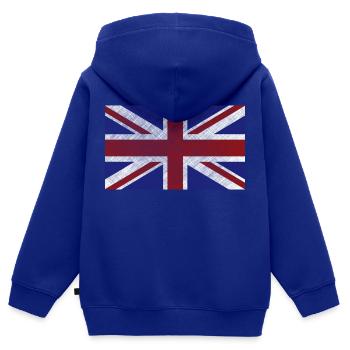 Grunge Union Jack-Flagge - Kinder Premium Organic Zip Hoodie - Royalblau - Hinten - AI Model Kid Male (0cm)