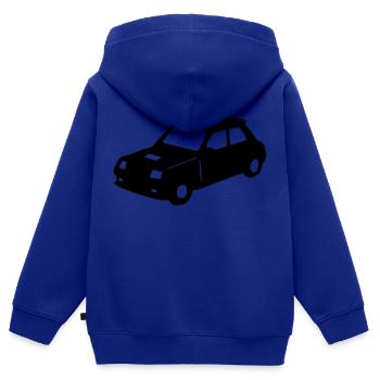 R5 voiture de course vintage retro - Sweat Premium à capuche zippé enfant bio - bleu roi - Dos - AI Model Kid Male (0cm)
