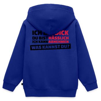 Ich bin dick, Du bist hässlich - Kinder Premium Organic Zip Hoodie - Royalblau - Hinten - AI Model Kid Male (0cm)