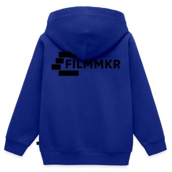 Cinéaste de la chronologie - Motif de cinéaste - Sweat Premium à capuche zippé enfant bio - bleu roi - Dos - AI Model Kid Male (0cm)
