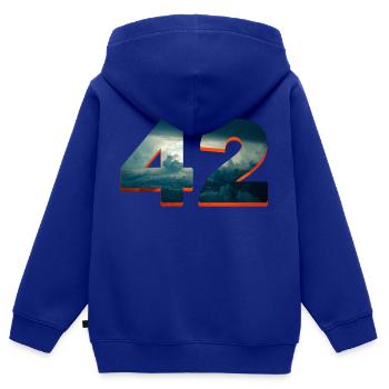 42 sonne u wolken douglas universum antwort frage - Kinder Premium Organic Zip Hoodie - Royalblau - Hinten - AI Model Kid Male (0cm)