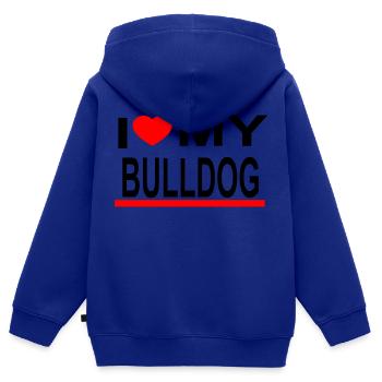 Bulldoge - Kinder Premium Organic Zip Hoodie - Royalblau - Hinten - AI Model Kid Male (0cm)
