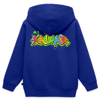 Kalmar Suède Sverige Graffiti - Sweat Premium à capuche zippé enfant bio - bleu roi - Dos - AI Model Kid Male (0cm)