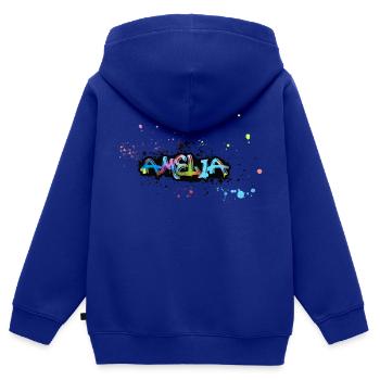 Amelia ,blumen,blumenkranz,floral,graffiti - Kinder Premium Organic Zip Hoodie - Royalblau - Hinten - AI Model Kid Male (0cm)