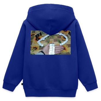 Domino - Kinder Premium Organic Zip Hoodie - Royalblau - Hinten - AI Model Kid Male (0cm)