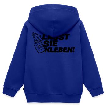 Klimakleber - lasst Sie kleben - Kinder Premium Organic Zip Hoodie - Royalblau - Hinten - AI Model Kid Male (0cm)