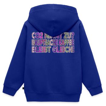 kaffeetasse koffein montag bürotasse spaß - Kinder Premium Organic Zip Hoodie - Royalblau - Hinten - AI Model Kid Male (0cm)