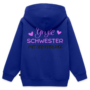 Große Schwester mit Erfahrung - Kinder Premium Organic Zip Hoodie - Royalblau - Hinten - AI Model Kid Male (0cm)