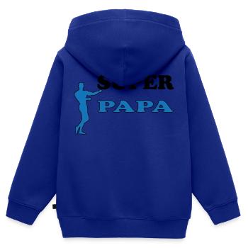 PAPA - Sweat Premium à capuche zippé enfant bio - bleu roi - Dos - AI Model Kid Male (0cm)