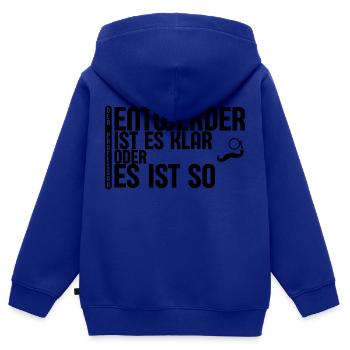 Lustiges Zitat des Professor #1.2 - Kinder Premium Organic Zip Hoodie - Royalblau - Hinten - AI Model Kid Male (0cm)