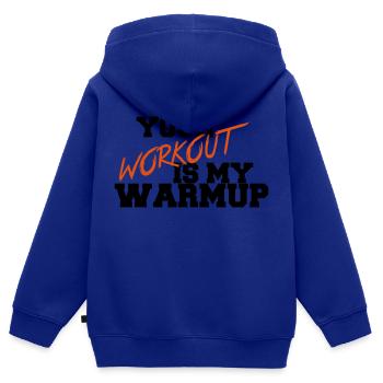 Your Workout Is My Warmup - Kinder Premium Organic Zip Hoodie - Royalblau - Hinten - AI Model Kid Male (0cm)