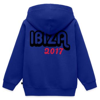 Ibiza2017 - Sweat Premium à capuche zippé enfant bio - bleu roi - Dos - AI Model Kid Male (0cm)