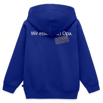 Wir essen jetzt Opa Satzzeichen Komma Leben retten - Kinder Premium Organic Zip Hoodie - Royalblau - Hinten - AI Model Kid Male (0cm)