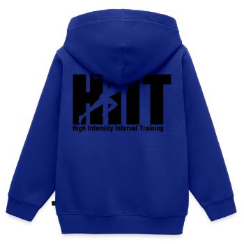 HIIT Intervall Training - Kinder Premium Organic Zip Hoodie - Royalblau - Hinten - AI Model Kid Male (0cm)