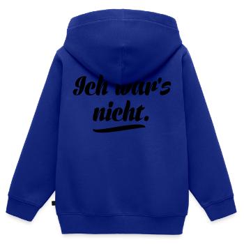 Ich war's nicht - Kinder Premium Organic Zip Hoodie - Royalblau - Hinten - AI Model Kid Male (0cm)