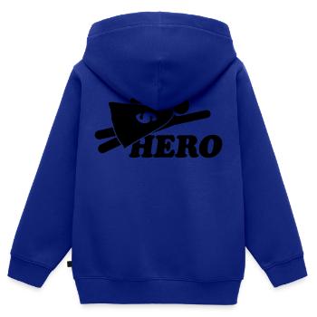Super Hero Man - Sweat Premium à capuche zippé enfant bio - bleu roi - Dos - AI Model Kid Male (0cm)
