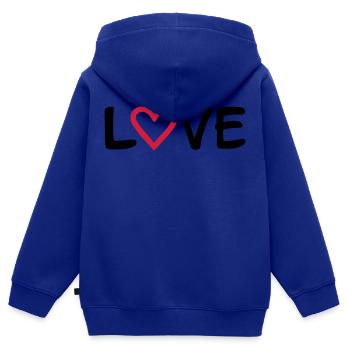 Love - Sweat Premium à capuche zippé enfant bio - bleu roi - Dos - AI Model Kid Male (0cm)